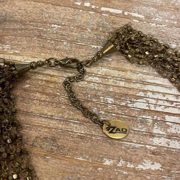 Vintage Signed Zad Multi Layer Gold Tone Choker Collar Statement Necklace - Picture 3 of 3